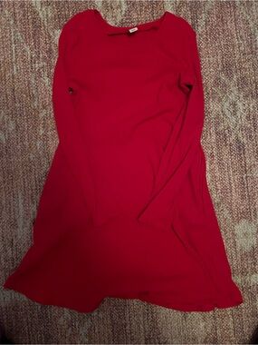 Girls Red Long-Sleeve Skirted Dress